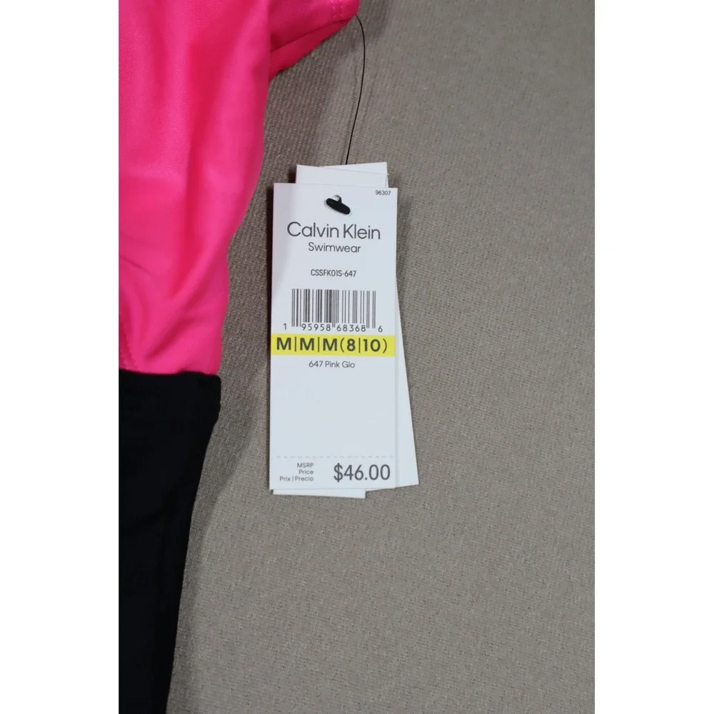 Calvin Klein Big Girls Color Block One Piece Swimsuit - Pink - Size M (8-10)‎